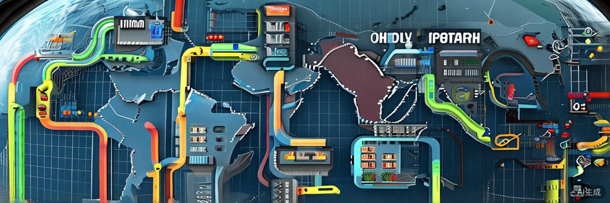 从中国到东南亚、中东、拉美的跨境物流网络与海外仓布局示意图
