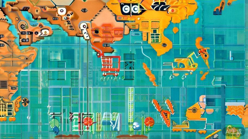 东南亚、中东、拉美地区地图叠加电商购物车图标