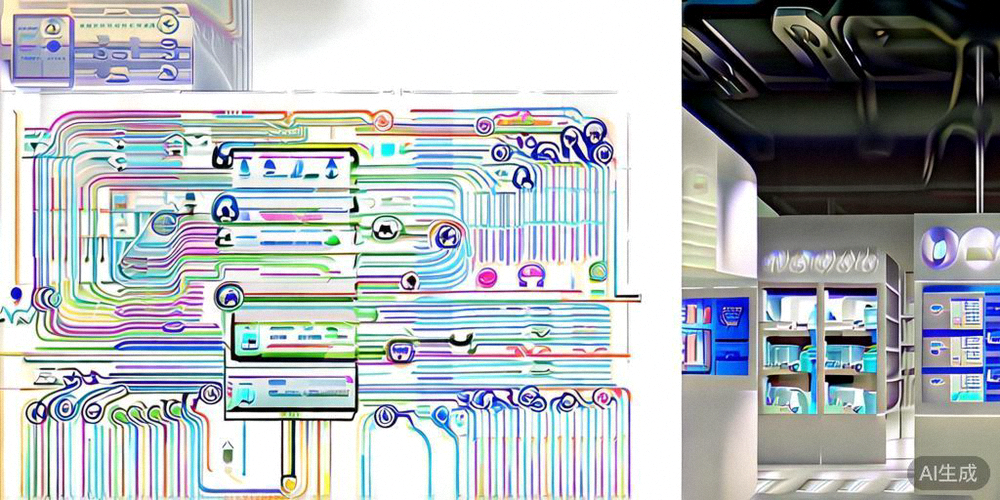 左右对比图：左侧是SHEIN数字化供应链网络图，右侧是Anker研发实验室与专利墙图片