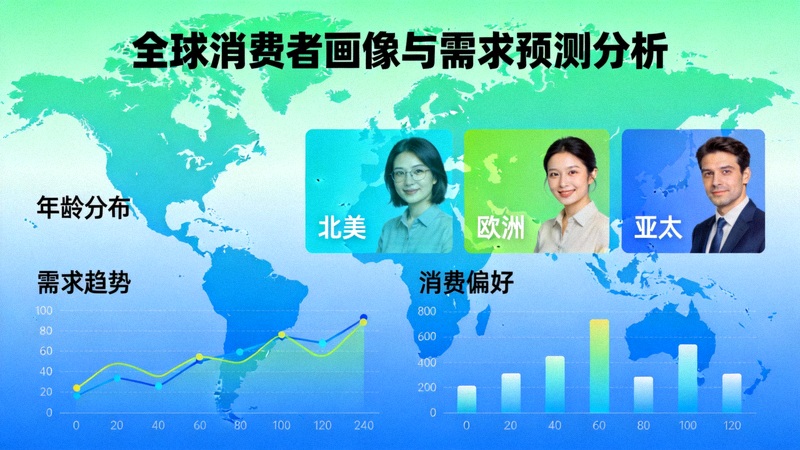人工智能算法分析全球不同地区消费者画像与需求预测的可视化图表